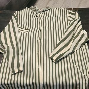 Green and white stripped blouse